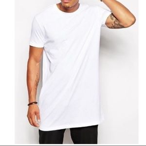NEW Menswear long T-shirt hip-hop Streetwear fashion long tail slim fit XL